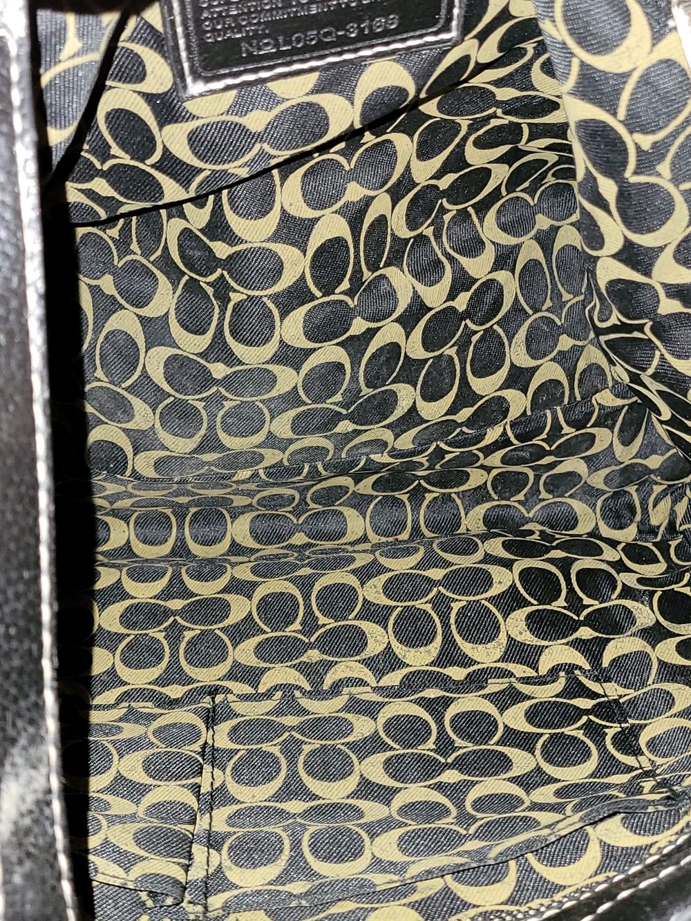 Coach Black Canvas Tote with Burgundy Signature 'C' Pattern - Picture 3 of 13